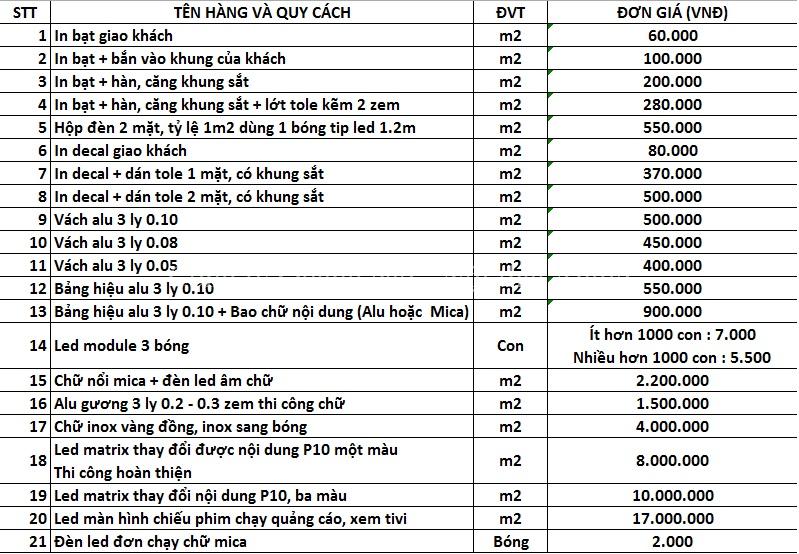 bang gia in an quang cao thiet ke thi cong tai tinh daknong